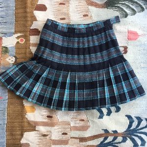 Vintage Wool Plaid Pleated Schoolgirl Skirt